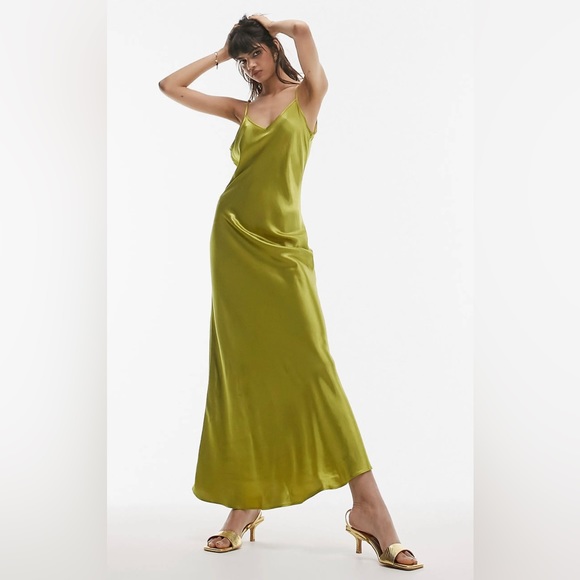 Topshop Satin Maxi  in Light Green size 14 NEVER WORN/NEW ✨ - Picture 7 of 16